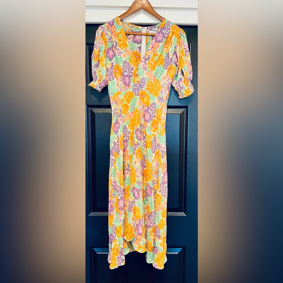 Faithfull The Brand Marie Louise midi Ade floral print Dress 6 - Picture 5 of 6